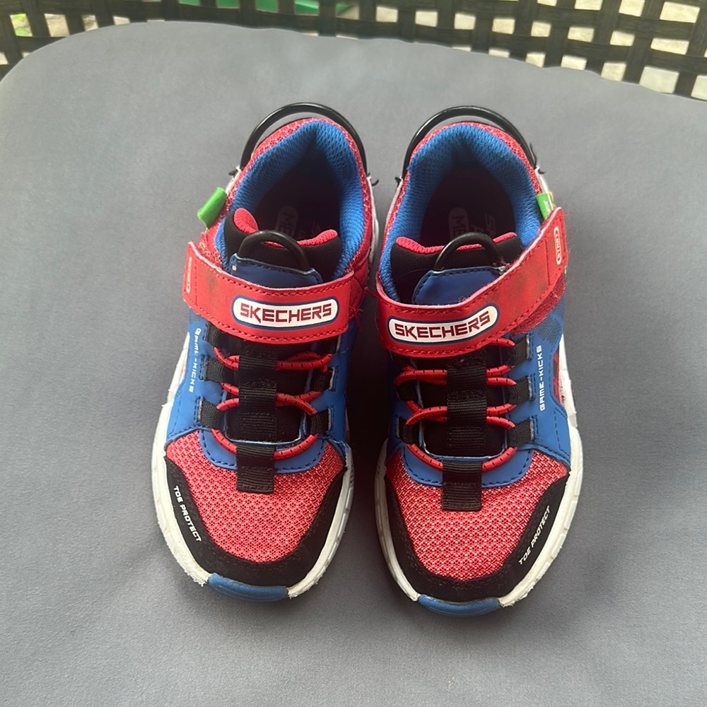 Skechers Blue and Red Sneakers with Velcro Closure